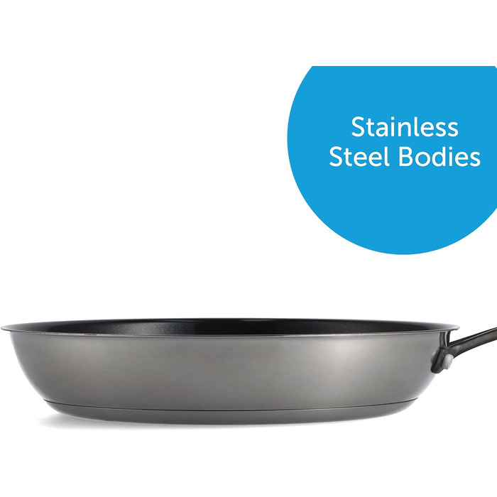 Набір посуду BK Ceramic Black з нержавіючої сталі, 7 предметів: сковорода (28 см), каструлі, сотейники. Покриття з кераміки без PFAS, індукція, безпечний для миття в посудомийній машині та духовці.