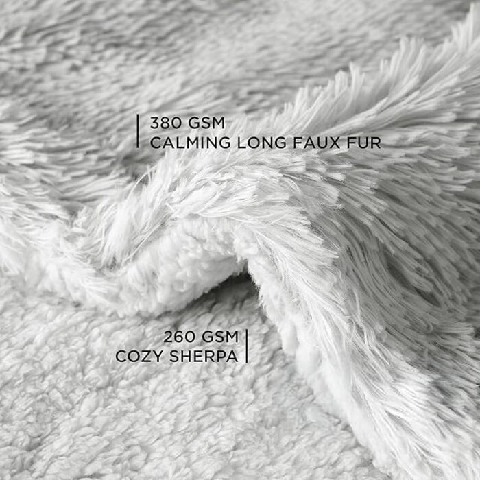 Водонепроникний плед для собак BEDSURE - 100x120 см, довгий плюш, миється, захисний плед для дивану, для собак та котів, сірий (Twin 152x203 см)