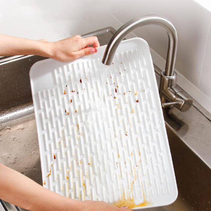 Килимок для суші посуду WXFLGH 40x30 см з термостійкого силікону, антиковзаючі, для кухні та котів