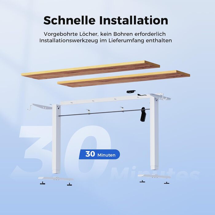 Регульований за висотою стіл Agilestic: електричний, з пам'яттю, ергономічний, 140x60 см, білий (світло-коричневий)