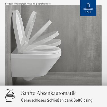 Сидіння для унітаза Villeroy & Boch O.novo D-подібне з мікроліфтом (SoftClose), Duroplast, матовий чорний