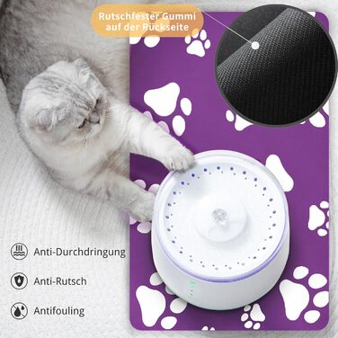 Підкладка під миску для кота JanYoo 50x35 см, вологостійка, неслизька, сіра/фіолетова