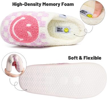Домашні тапочки Smileyworld® для жінок та чоловіків з піною Memory Foam, м'які, теплі, плюшеві, для дому, рожеві, білі (фіолетовий у клітинку, 40/41 EU)