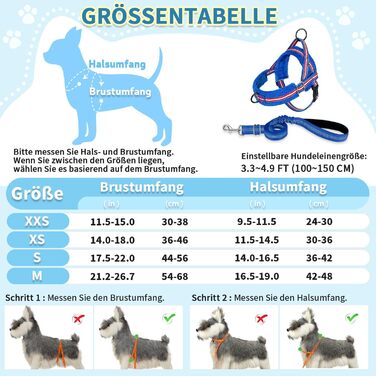 Нашийник для собак середніх та маленьких порід, м'який, не тягне, з 2 кліпсами для повідка, легкий, світловідбиваючий, чорний (S, Темно-синій)