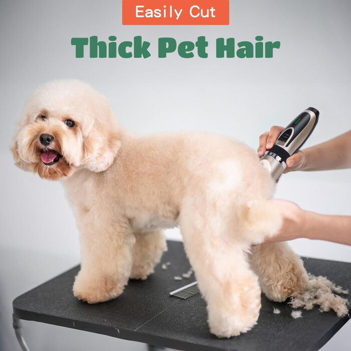 Професійна машинка для стрижки собак Nobleza Leise - набір для грумінгу, акумуляторна, 2 швидкості, для густого, довгого та кучерявого хутра, подарунковий набір (щітка, ножиці)