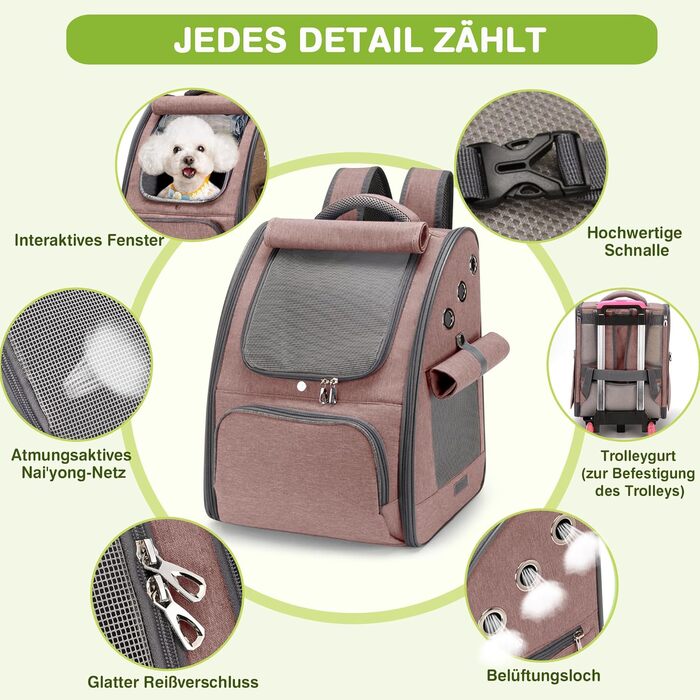 Рюкзак для котів та маленьких собак ALLSOPETS, складний, дихаючий, з сонцезахистом, для подорожей, кемпінгу та піших прогулянок (Розабраун)