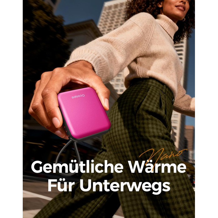 Електричні грілки для рук Ocoopa 2 шт. з акумулятором 4000mAh, USB, 3 режими нагріву, до 52°C, подарунок на Новий Рік, для зими, катання на лижах, подорожей та активного відпочинку, UT5 Nano Wiesengeflüster (Ocoopa x Künstleredition) (Рожевий)