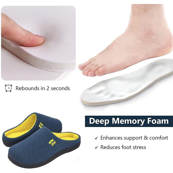 Чоловічі домашні тапочки RockDove Original з пінополіуретаном, двоколірні (синьо-жовті), 46/47 EU