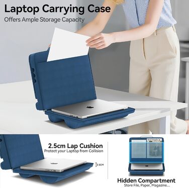 Підставка для ноутбука з регулюванням кута нахилу, подушка для ноутбука на диван, підставка для ноутбука до 16″ (Блакитний)