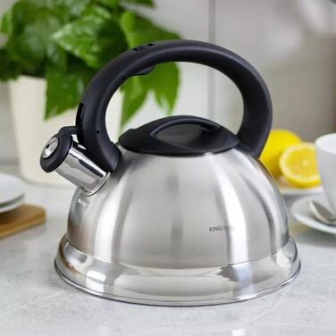Чайник електричний Kinghoff Kh-3236 3L з індукційним дном, нержавіюча сталь, чорний/сріблястий