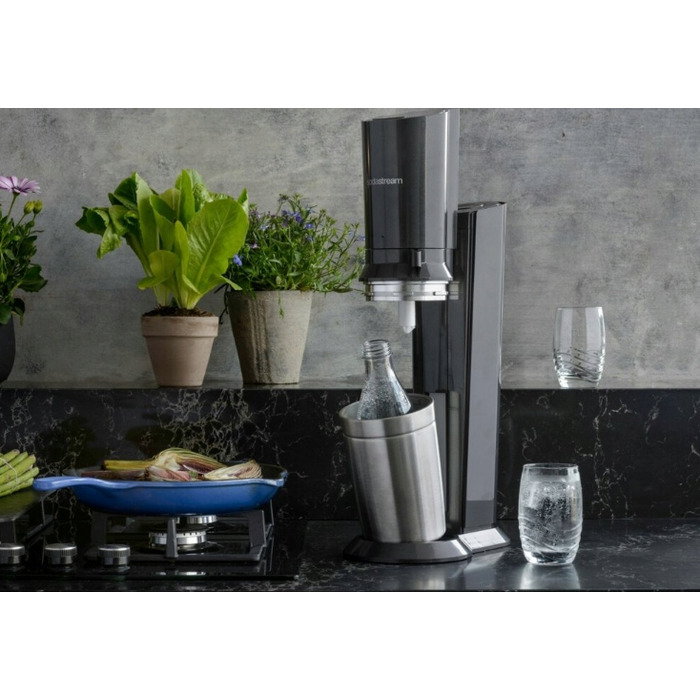 Сифон для води SodaStream Crystal 2.0, скляний графин + балон CO2, чорний