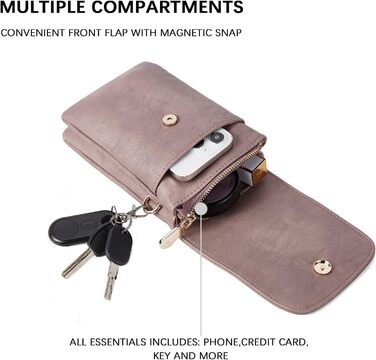 Сумка-клатч BOSTANTEN Klein через плече, сіра (A-11-lila) з PU шкіри для жінок, мобільна сумка з гаманцем