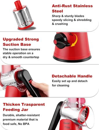 Трока для овочів та сиру з 3 наборами лез, біла (червоно-чорна, 5 лез)