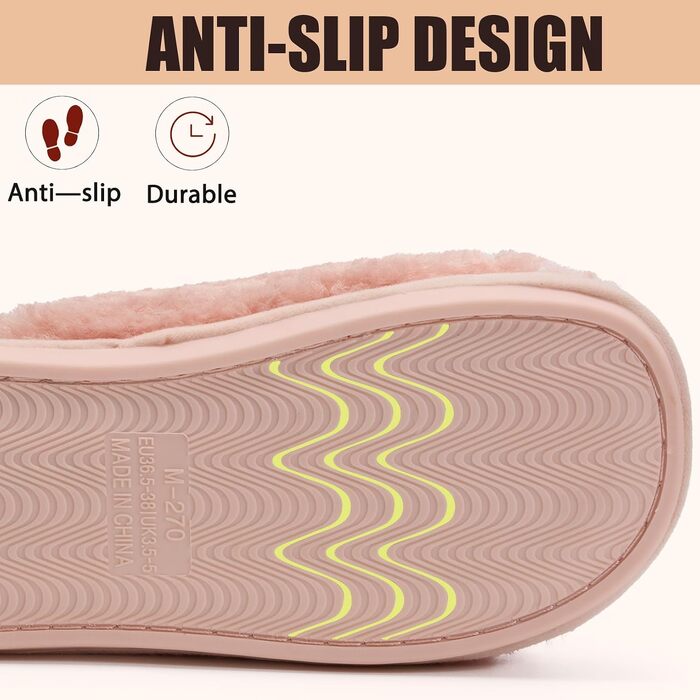 Жіночі зимові капці Hausschuhe з ефектом пам'яті (Memory Foam), м'які та теплі, рожеві, розмір 38.5/40 EU