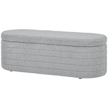 HOMCOM Bedroom Bed Bench with Storage, Wooden Legs, High Stability, Teddy Fleece, Weight Capacity 120 kg, 116 x 41 x 40.5 cm, Light Grey | Aosom