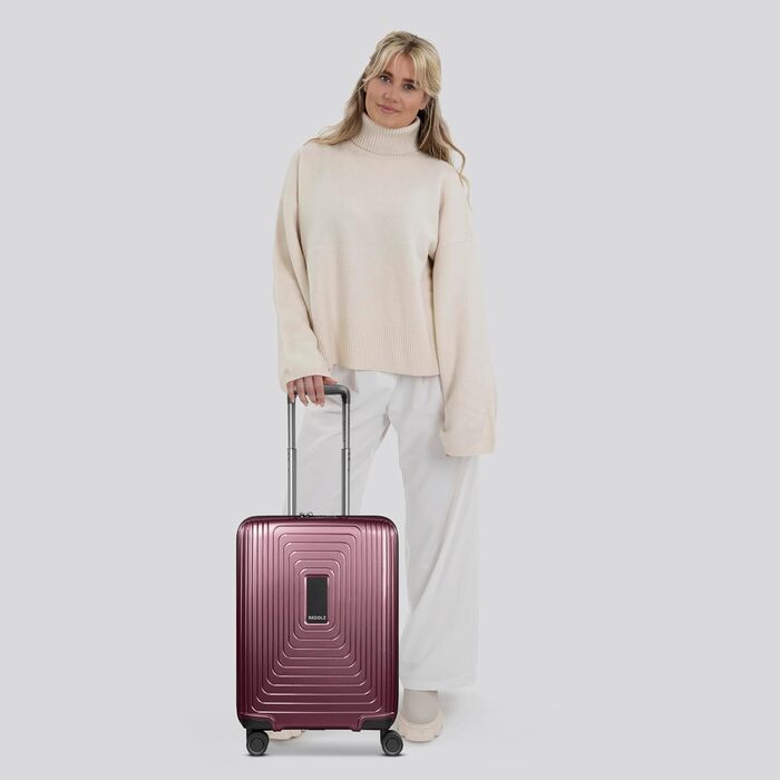 REDOLZ Trolley великий, жорсткий, 52x34x77 см, розширюється до 140 л, 4.4 кг, Aubergine Metallic | Kabinen Trolley+ (55 см)