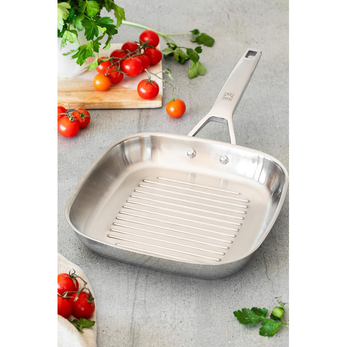 Бра Signature Гриль-сковорода рифлена 24 см з нержавіючої сталі, універсальна для всіх плит