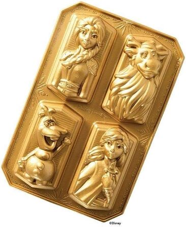 Nordic Ware Baking Pan, Cake Pan, Disney Frozen, gold, 4 different characters, aluminum, non-stick, NW 94378