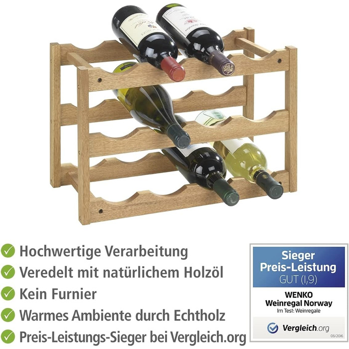 WENKO Stool Norway, warm accented square high-quality living stool with clear lacquer seal, natural solid walnut wood, Scandinavian design, 40 x 46 x 30 cm, Natural (Wine Rack)