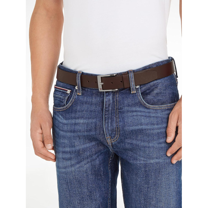 Чоловічий шкіряний ремінь Tommy Hilfiger New Aly, колір Testa Di Moro (коричневий)