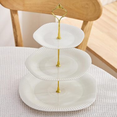 Керамічний триярусний стійка для тістечок та десертів Swuut, зелена, з підставкою для чашки