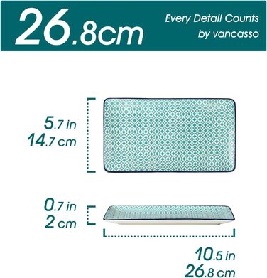 Набір сервіровочних тарілок Vancasso Macaron, 4 шт., порцеляна, 26,8 x 14,7 x 2 см