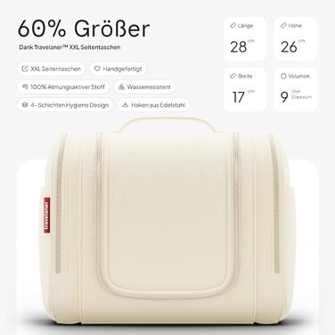 Чоловіча/жіноча/дитяча дорожня косметичка-органайзер Traveaner, 7 відділень, 3-в-1, XXL, водовідштовхувальна, кремово-бежева