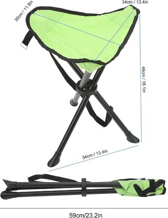 Складаний стілець-табурет, 200 кг, неслизький, стабільний, для відпочинку на природі, риболовлі, кемпінгу, пікніків (зелений)