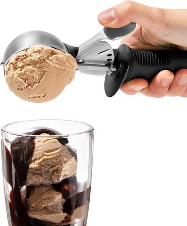 OXO Good Grips Ергономічна ложка для морозива з виштовхувачем – нержавіюча сталь – 11,7 x 26,7 см, чорний тригер