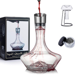 Eisberg Wine Decanter Set, wine aerator decanter with aeration filter, drying stand and cleaning pearls, decanter for red wine, wine decanter, 100% hand-blown lead-free crystal glass (1400ml)