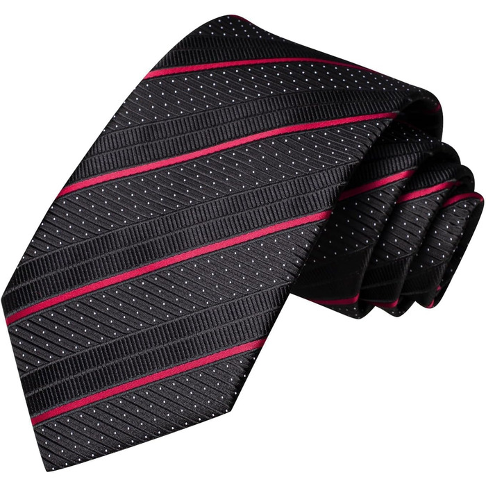 Чоловіча краватка Dubulle з квітковим візерунком Paisley, шовкова краватка, смугаста, комплект краватки та нагрудного хустинки для весілля, ділового стилю (чорно-червона смугаста)