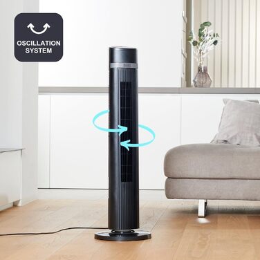 Вентилятор підлоговий BLACK+DECKER 45W, 102 см, пульт, 3 режими, таймер 15 год, чорний