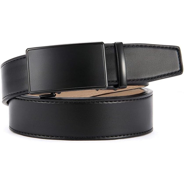 Чоловічий шкіряний ремінь DOOPAI з автоматичною пряжкою, 35 мм, регульований розмір, без отворів, чорний, 125 см (36''-42'')