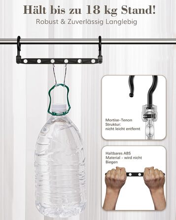 Набір вішалок для одягу Magic Hangers, 8 шт. з 6 отворами та 360° обертанням, міцні гачки для важкого одягу, органайзер для шафи, ідеально для студентів та дівчачих кімнат, чорного кольору