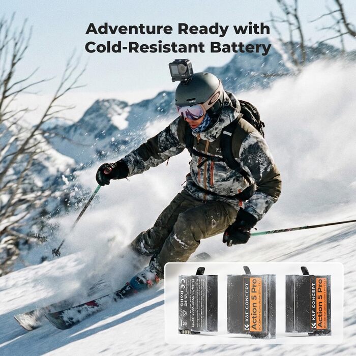 Набір акумуляторів K&F CONCEPT Osmo Action 5 Pro (3 шт.) з тризарядним пристроєм, 2100 mAh, сумісний з DJI Osmo Action 5 Pro, 360, 6, 4, 3