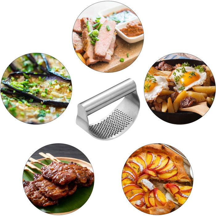 Набір прес-подрібнювачів часнику з нержавіючої сталі (3 шт.) - прес, подрібнювач, м'юлер, кухонний аксесуар з силіконовим очищувачем