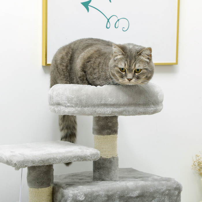PawHut Дряпка для котів, стабільна та зручна, 49x44x132 см, сіра