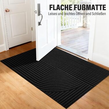Привратний килимок FEOMOS 90x150 см, вологостійкий та антиковзаючий килим для дому, вхідної зони, кухні та балкона, чорний