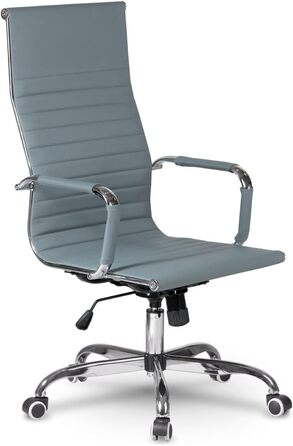 Офісне крісло Tokio з ергономічною спинкою, поворотне, на колесах, з регульованою підголівником, ігрове, для керівника, штучна шкіра, сірий