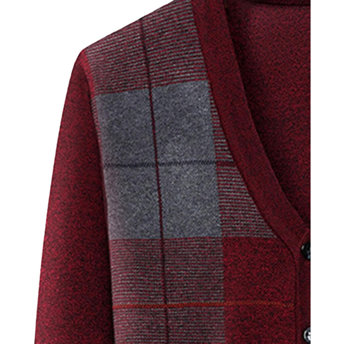 Кардиган чоловічий Аргуайл, в'язаний, з ґудзиками, з кишенями, червоний, суміш вовни