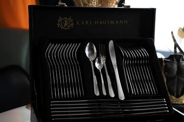 Набір столових приборів Karl Hausmann 72 шт. для 12 осіб - чорний кейс, нержавіюча сталь, придатний для миття в посудомийній машині
