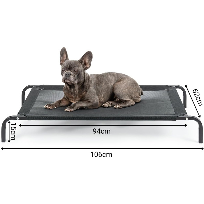 Textilene fabric dog bed, (L) 100 x 76 cm, (L 106 x W 62 x H 15 cm, Black)