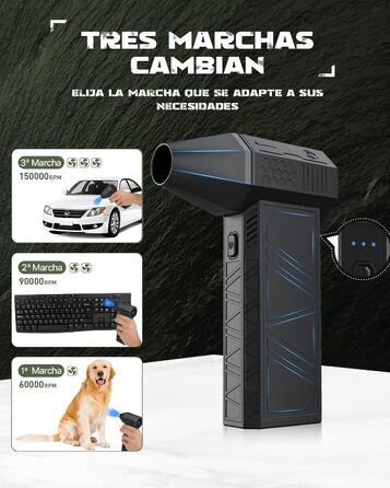 Електричний пилосос-фен EUKI X3DE: 3 режими, 150000 об/хв, акумулятор 6000mAh, набір для чищення ПК, авто, диванів