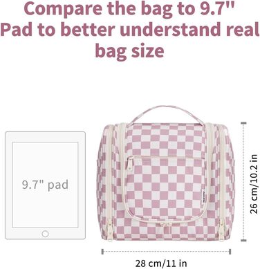 Сумка для косметики жіноча та чоловіча на блискавці, підвісна, водонепроникна (блакитний лист, сітка рожева)