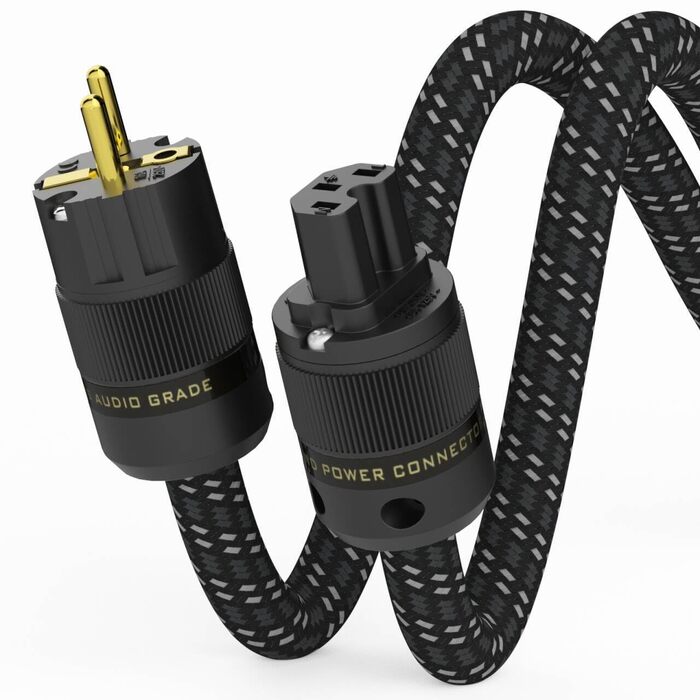 Hi-End мережевий кабель Monosaudio P083 1.5м, мідний OFC, 2-полюсний HiFi аудіофільний кабель живлення Schuko-IEC C15 для підсилювача, сабвуфера та DVD