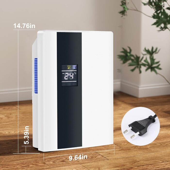 CITYBEE Електричний осушувач повітря - тихий осушувач з відведенням води, пульт дистанційного керування, таймер 24 год, автоматичне відтавання та UV-очищення. Підходить для підвалів та спалень. Потужність 2000 мл, білий.