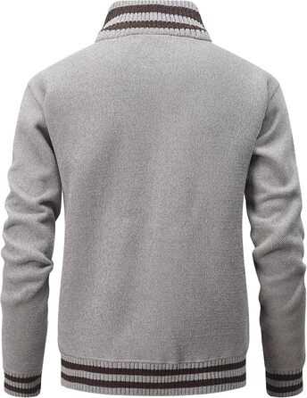 Чоловічий светр з кишенями та коміром-стійкою, флісовий підкладка, кардиган, повсякденний зимовий светр, теплий верхній одяг, куртка, великий розмір (Хакі, XXL)