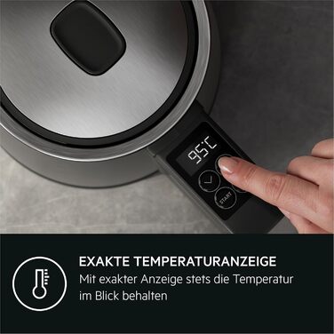 Електрочайник AEG K5-1-6ST Deli 5, 2400 Вт, 1,7 л, 5 температур, нержавіюча сталь, авто відключення, захист від протікання, відкривання однією рукою