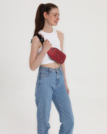 WATERFLY Поясна сумка на пояс для чоловіків та жінок: спортивна сумка на талію, поясна фанка, для подорожей, прогулянок з собакою, активного відпочинку (Тьмяно-червоний)