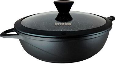 Набір посуду Induktion BRIEBЕ 12-ти частинний: 4 казани з алюмінію, 2 сковорідки з антипригарним покриттям ILAG GRANITEC (без PFOA), кришки зі скла, рукавички з силікону. Підходить для індукційних, газових плит та духовки.